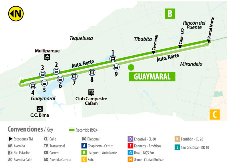 Plegable de la ruta B924 Guaymaral