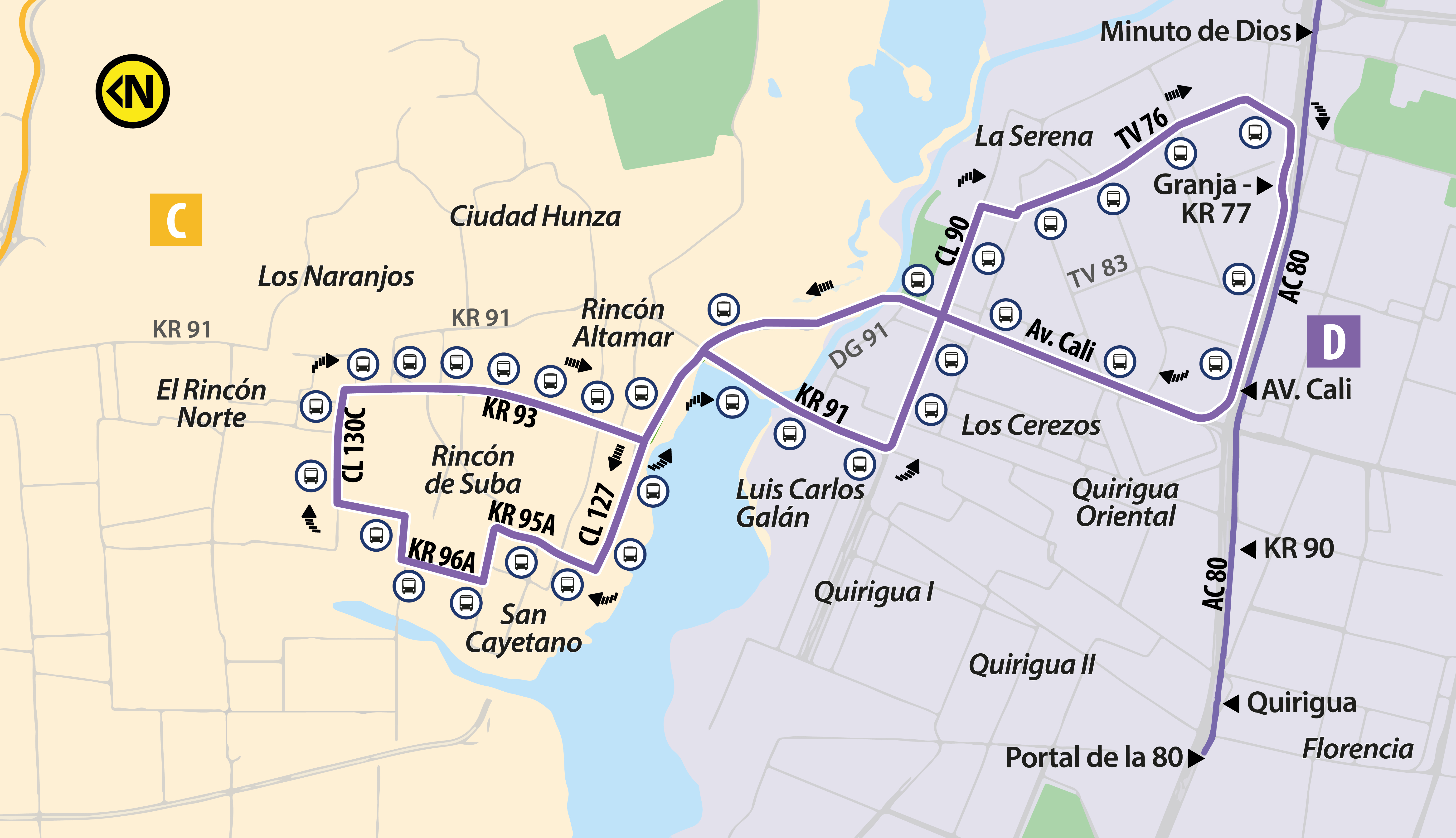 Plegable de la ruta 5-1 Suba Rincón