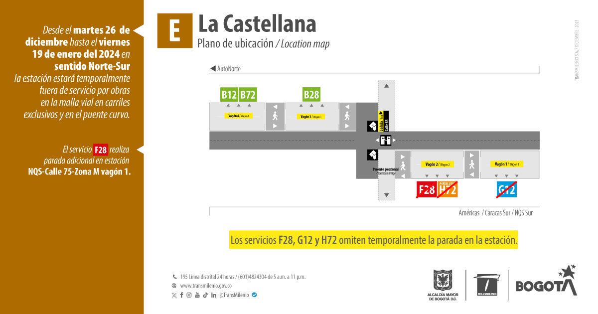 Estación La Castellana tendrá modificaciones para el fin de año