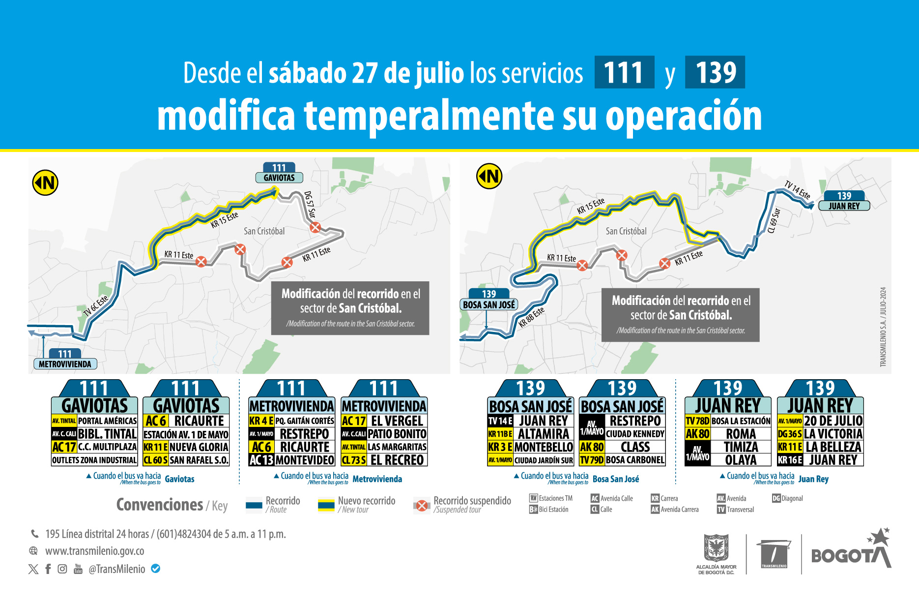 Servicios zonales 111 y 139 modifican su operación en San Cristóbal