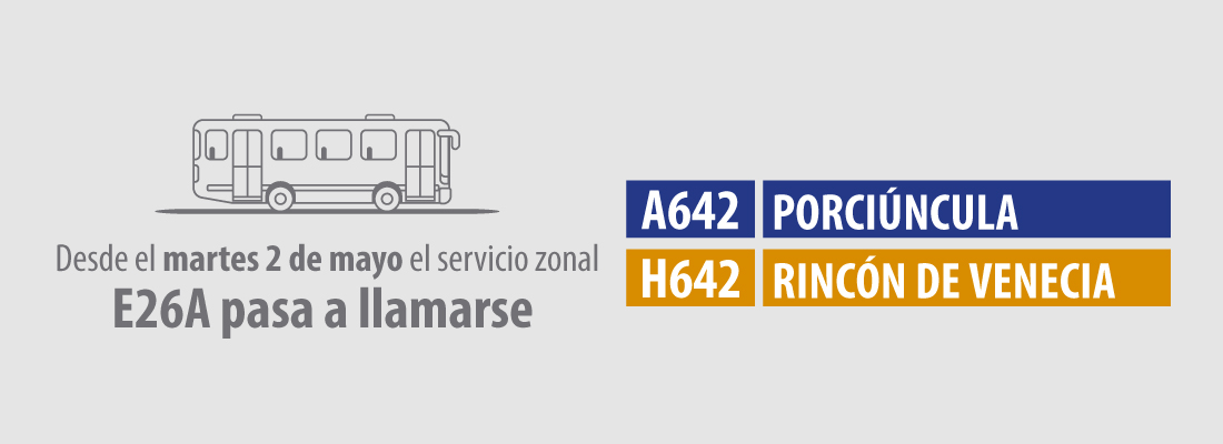 Ruta zonal E26A cambia su nombre y modifica su trazado